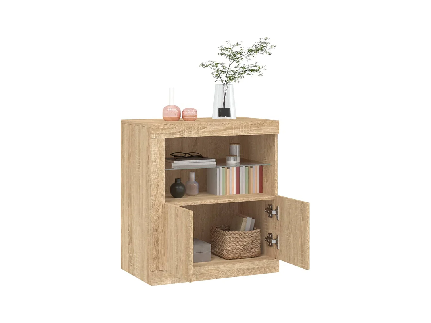 Buffet avec lumières LED chêne sonoma 60,5x37x67 cm
