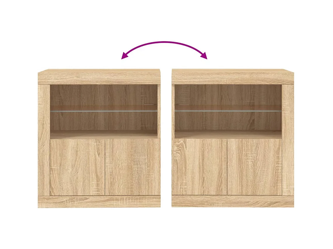 Buffet avec lumières LED chêne sonoma 60,5x37x67 cm