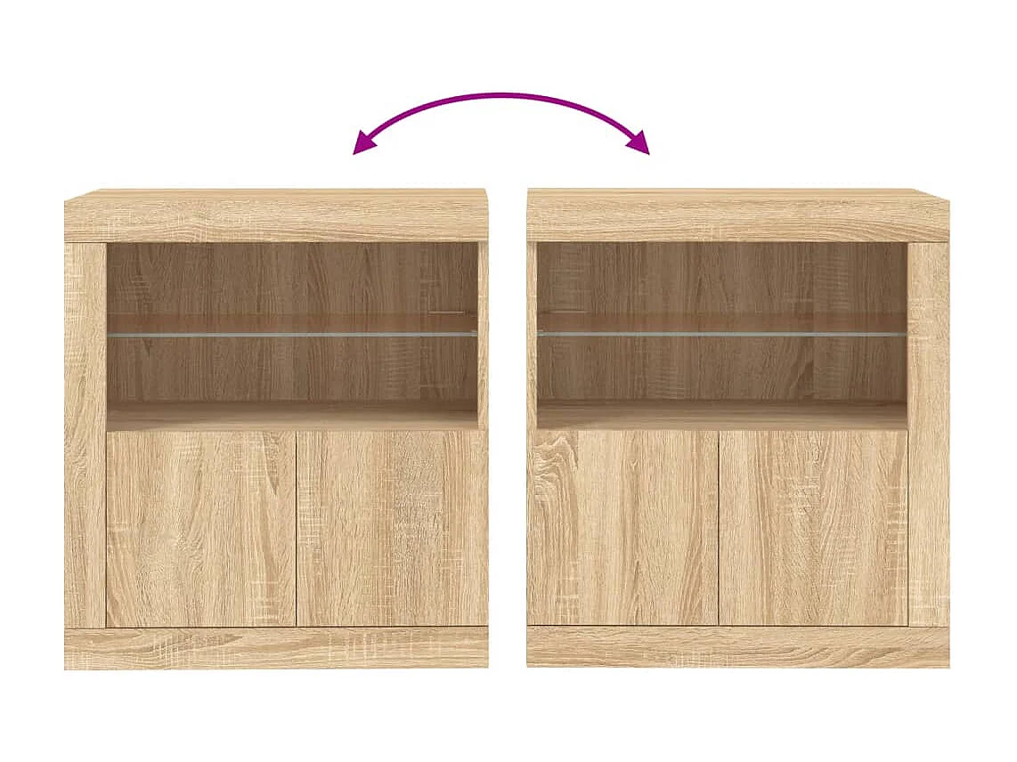 Buffet avec lumières LED chêne sonoma 60,5x37x67 cm