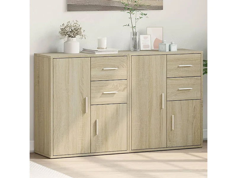 Buffets 2 pcs chêne sonoma 60x31x70 cm bois d'ingénierie