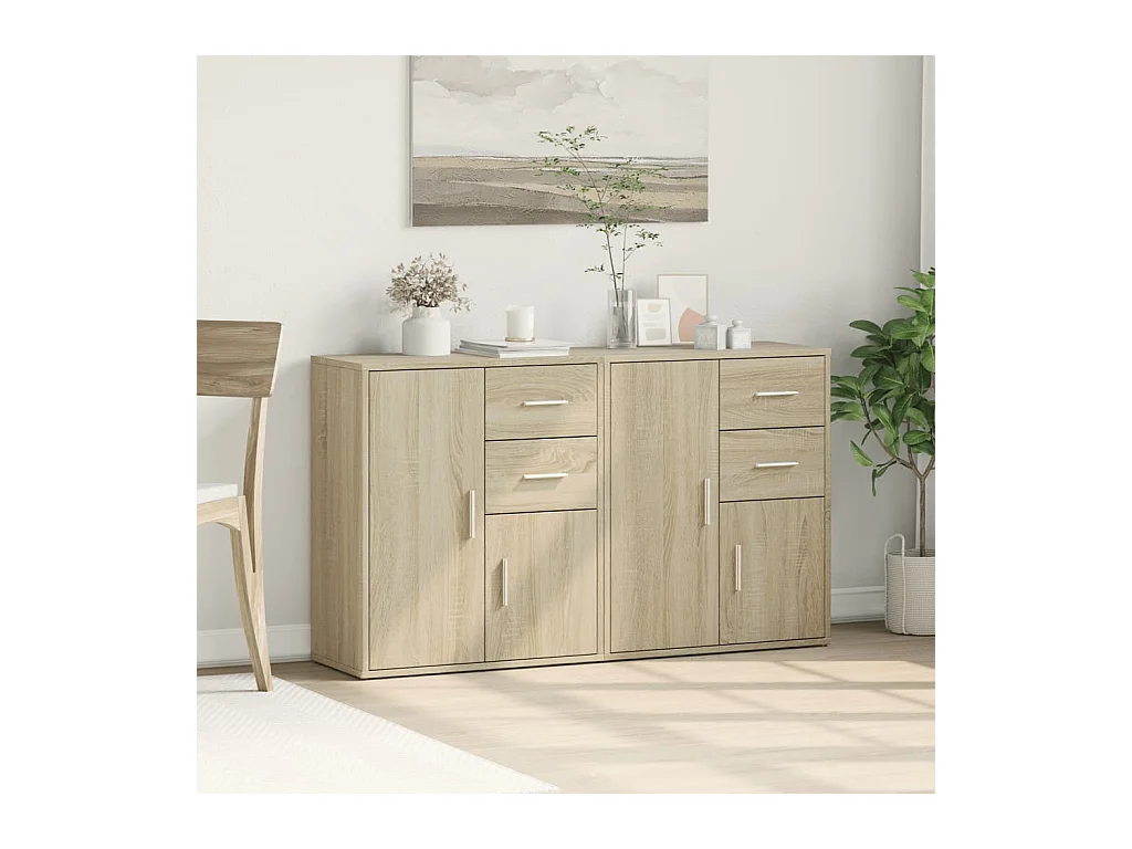 Buffets 2 pcs chêne sonoma 60x31x70 cm bois d'ingénierie