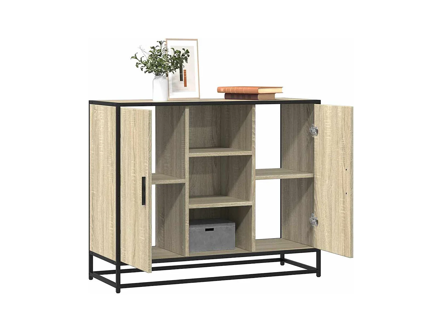 Buffet chêne sonoma 92x35x76 cm bois d'ingénierie