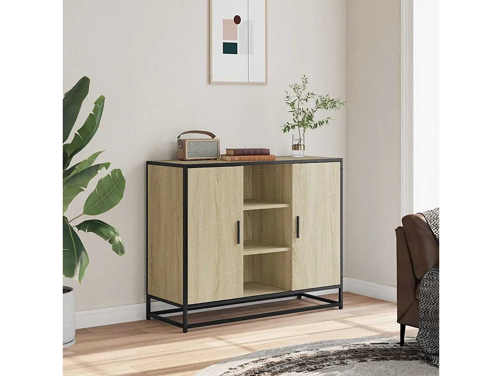 Buffet chêne sonoma 92x35x76 cm bois d'ingénierie