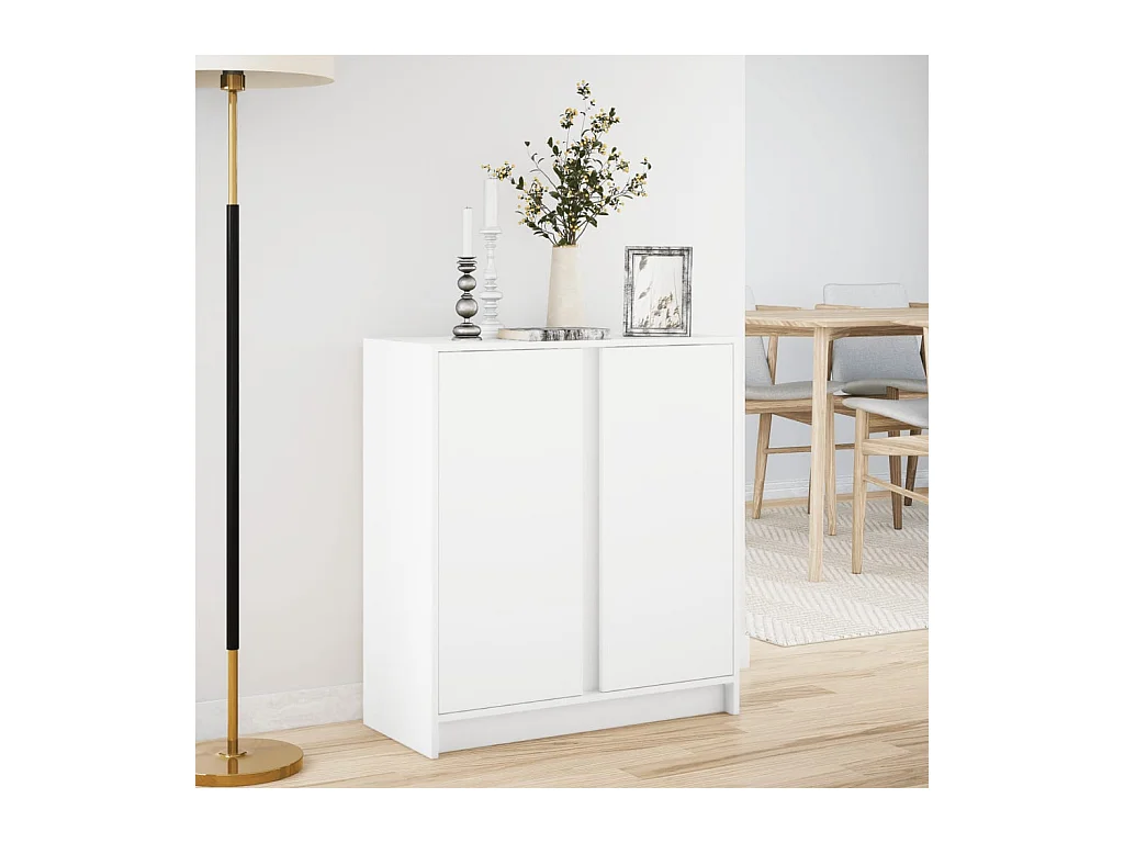 Buffet avec LED blanc 77x34x85 cm bois d'ingénierie
