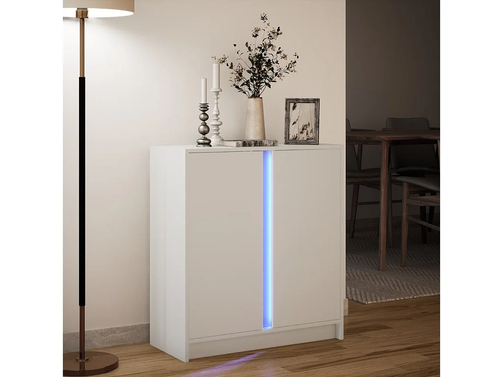 Buffet avec LED blanc 77x34x85 cm bois d'ingénierie