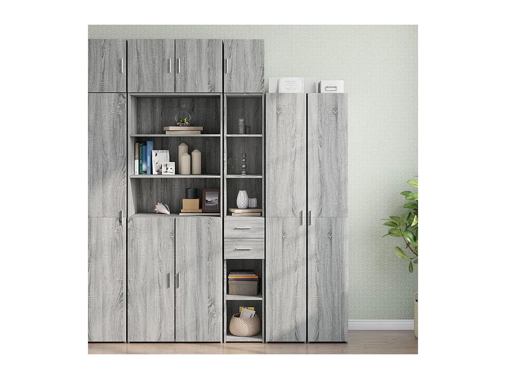 Mobile contenitore sottile Sonoma grigio 30x42,5x225 cm