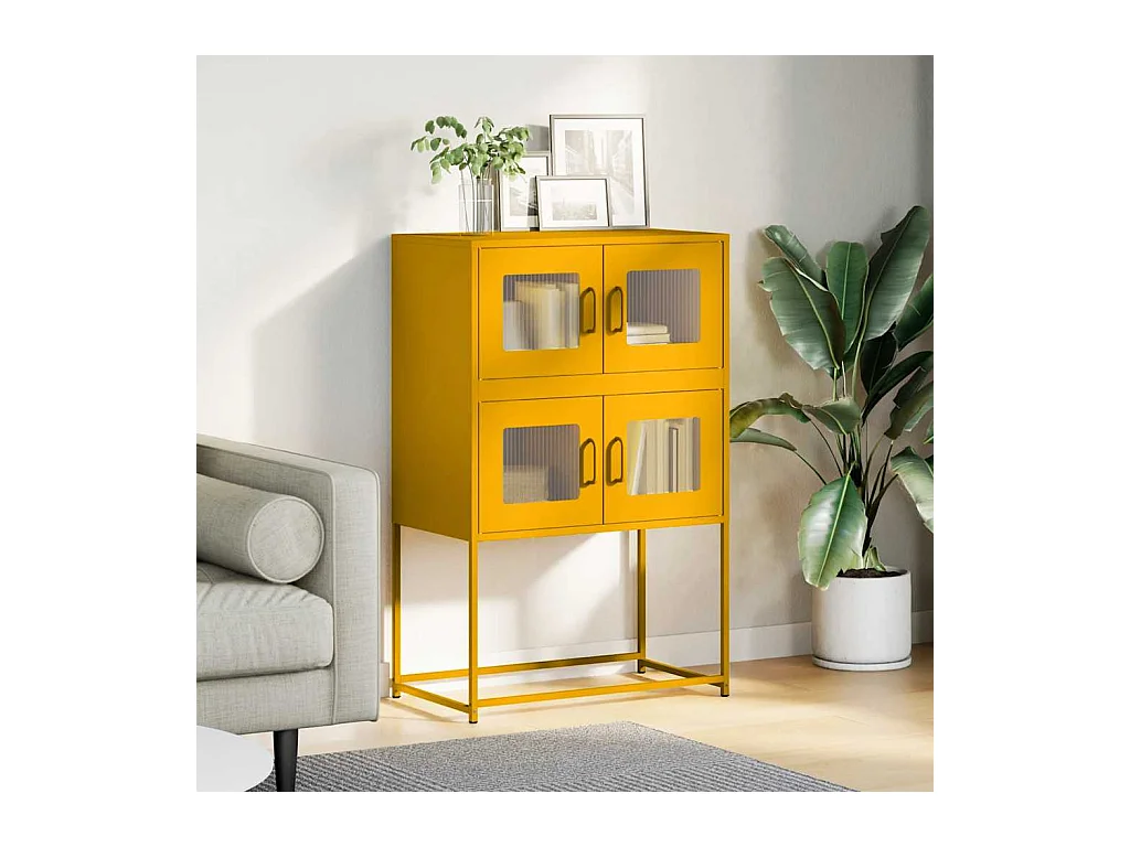Buffet haut jaune moutarde 68x39x107 cm acier