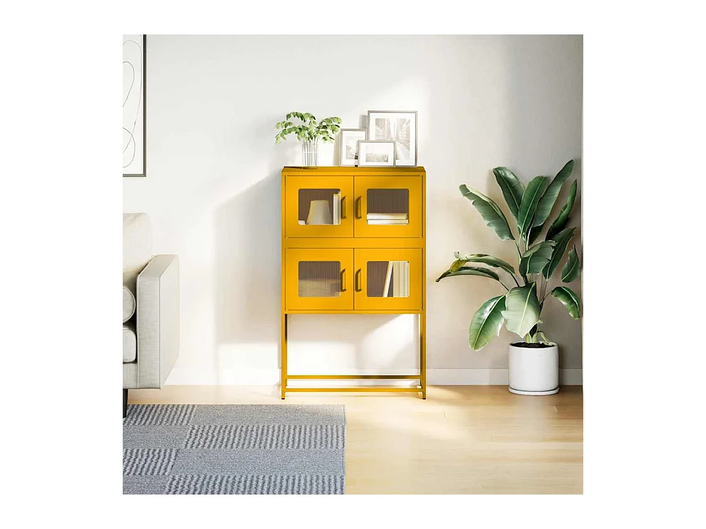 Buffet haut jaune moutarde 68x39x107 cm acier