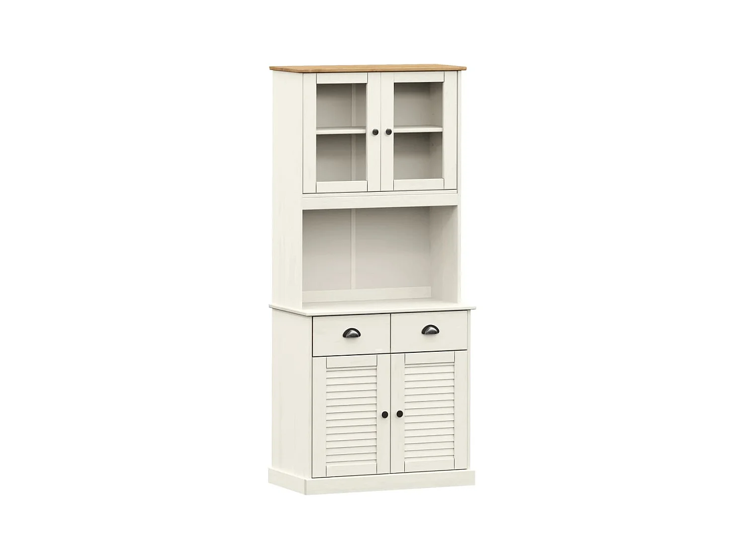 Buffet haut blanc 78x40x175 cm bois massif de pin