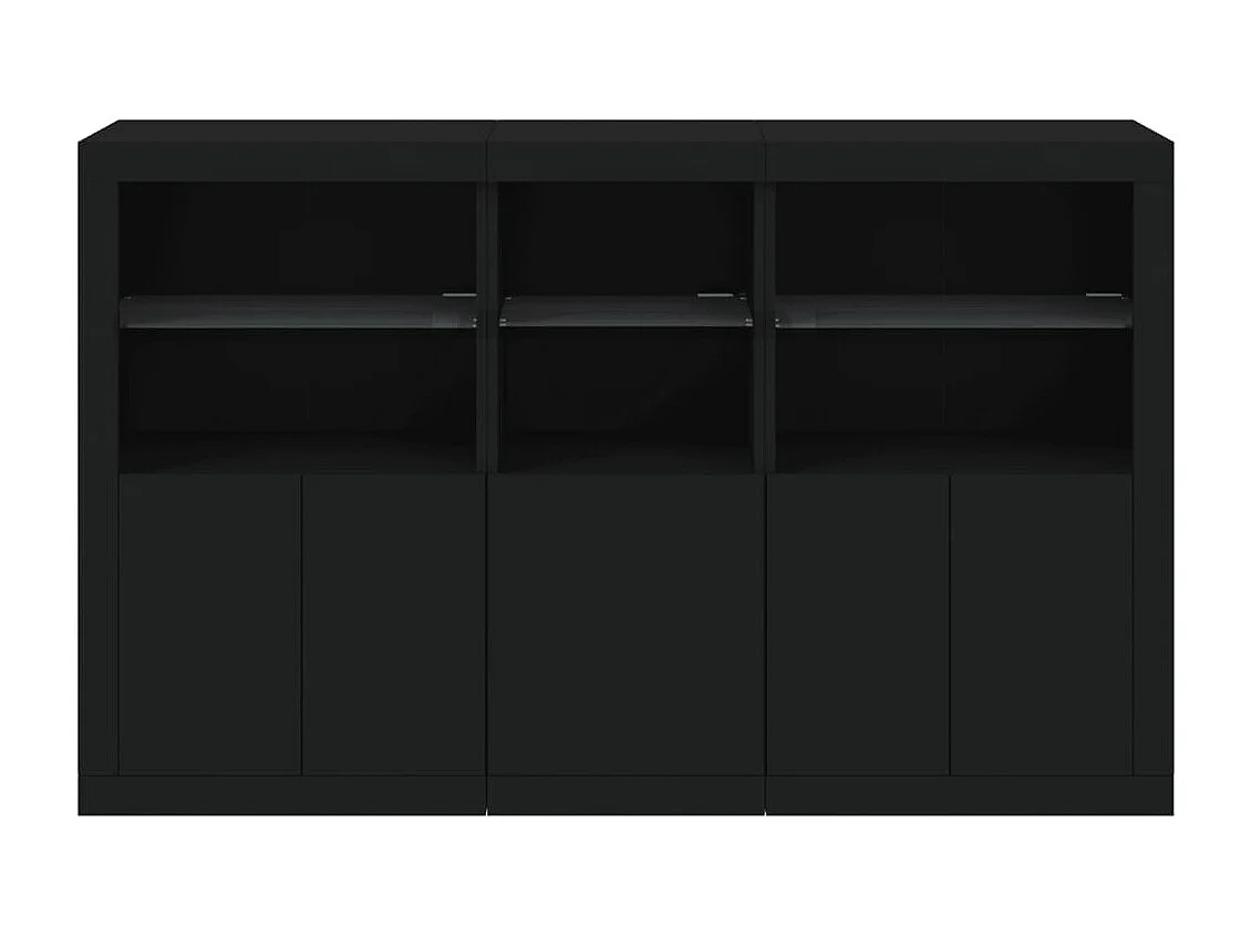 Buffet avec lumières LED noir 162x37x100 cm