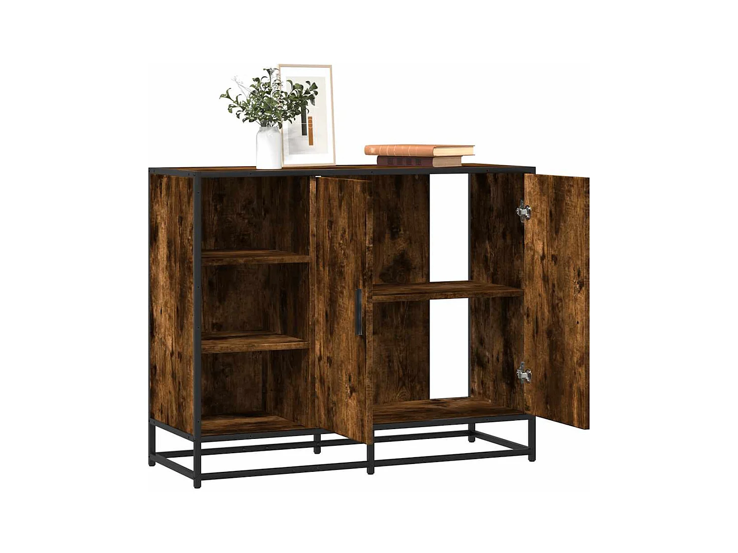 Buffet chêne fumé 92x35x76 cm bois d'ingénierie