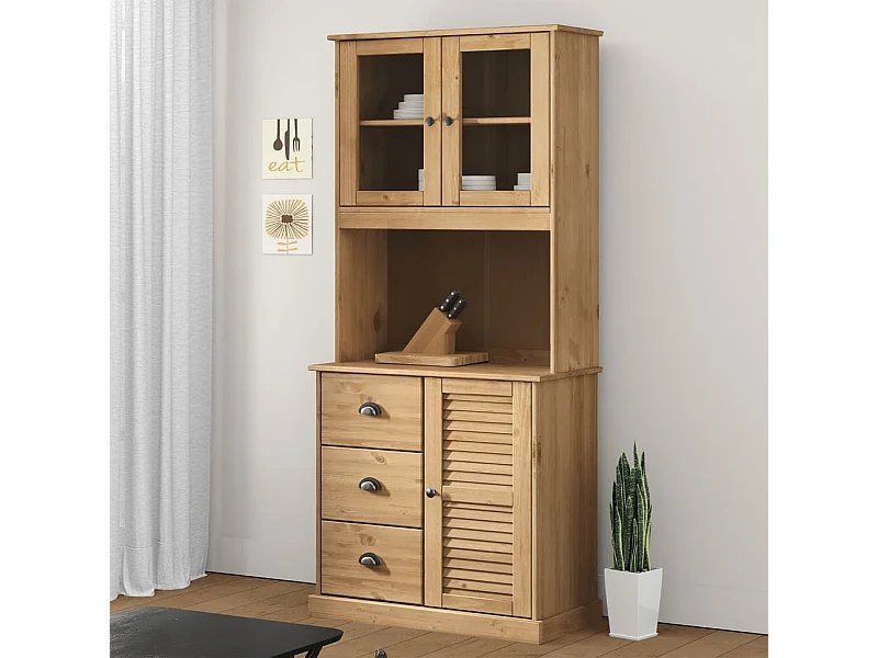 Cassettiera 78x30x100 cm in legno massello di pino