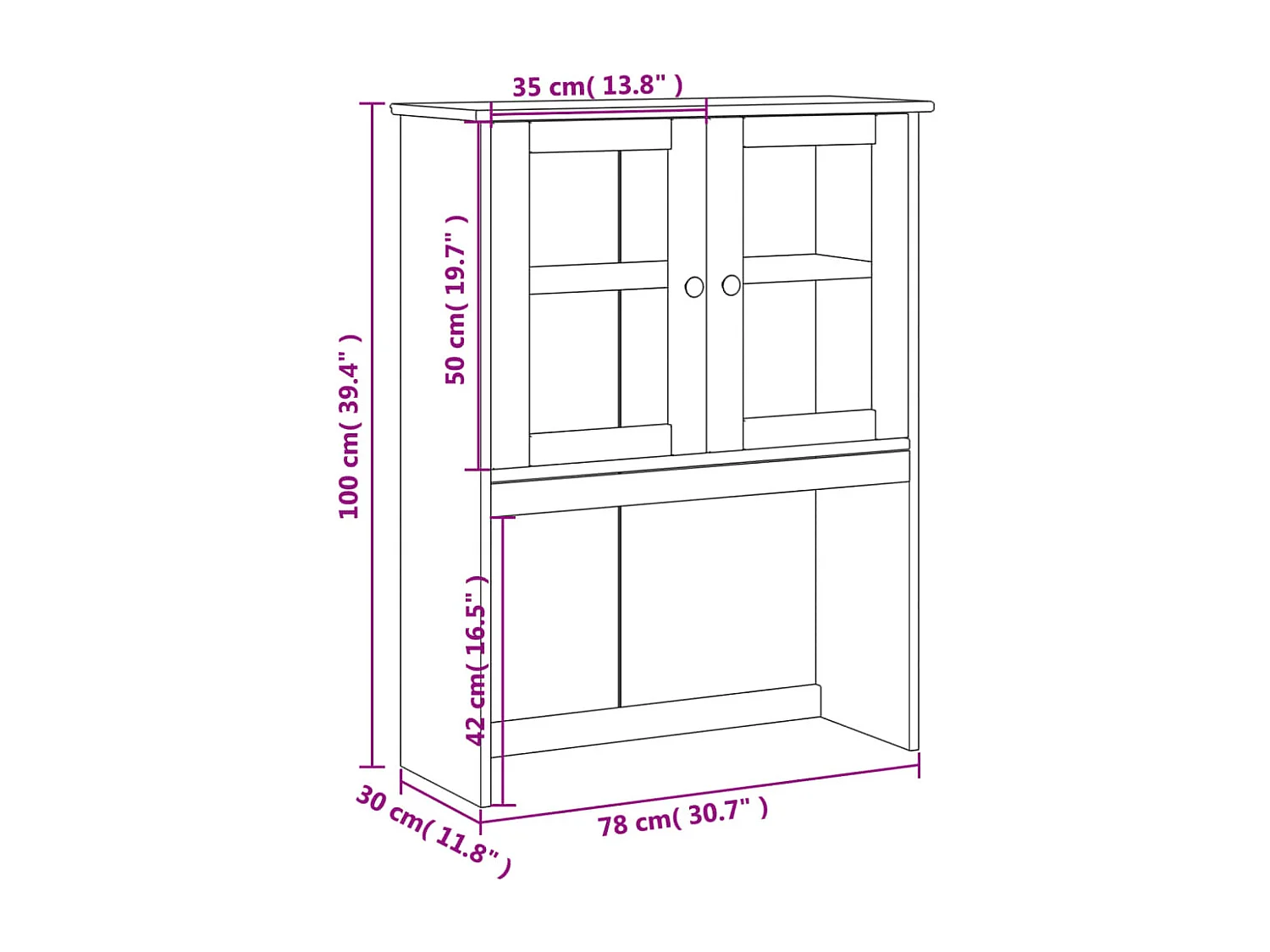 Dessus de commode 78x30x100 cm bois massif de pin
