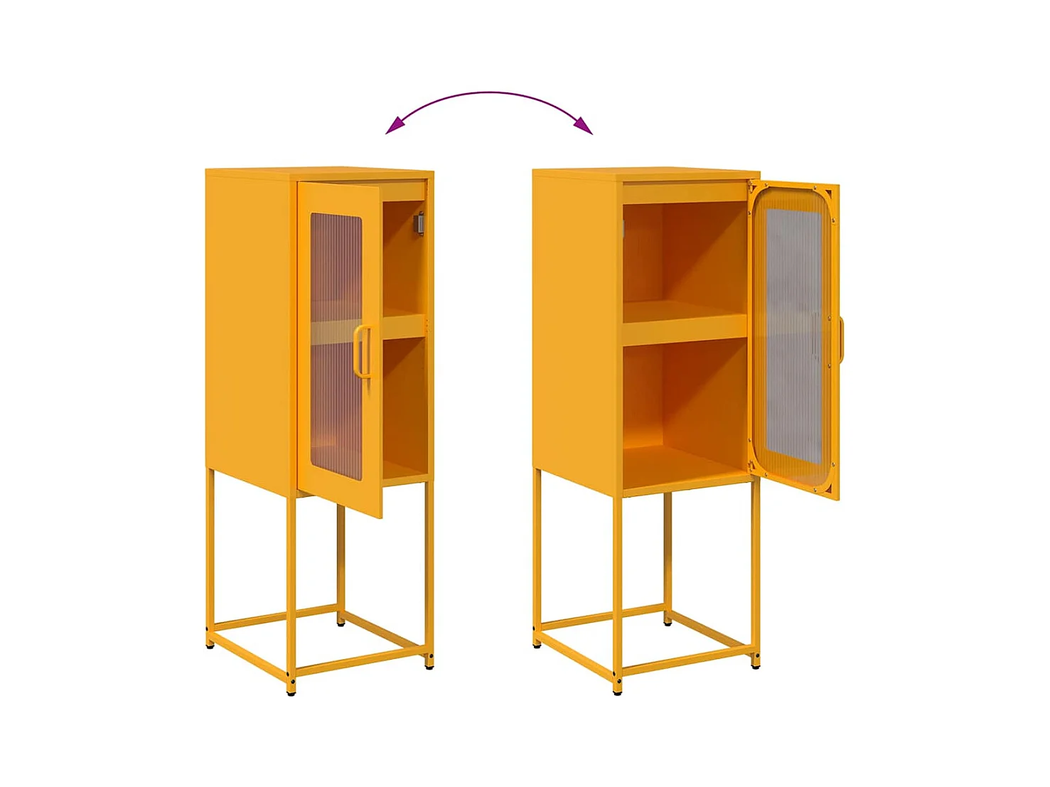 Buffet jaune moutarde 36x39x107 cm acier laminé à froid