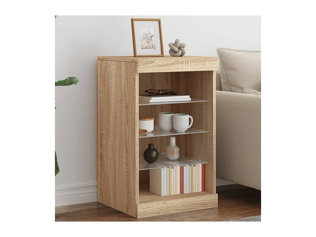 Buffet avec lumières LED chêne sonoma 41x37x67 cm