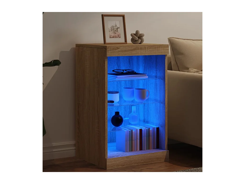 Buffet avec lumières LED chêne sonoma 41x37x67 cm
