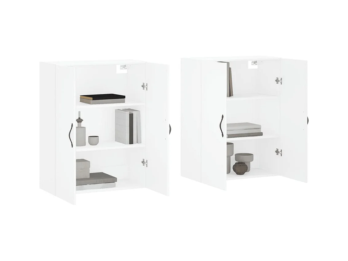 Armoires murales 2 pcs blanc bois d'ingénierie