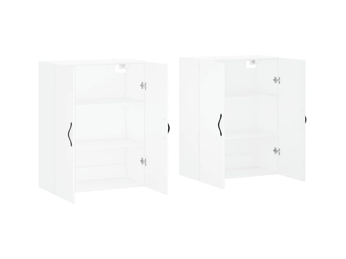 Armoires murales 2 pcs blanc bois d'ingénierie