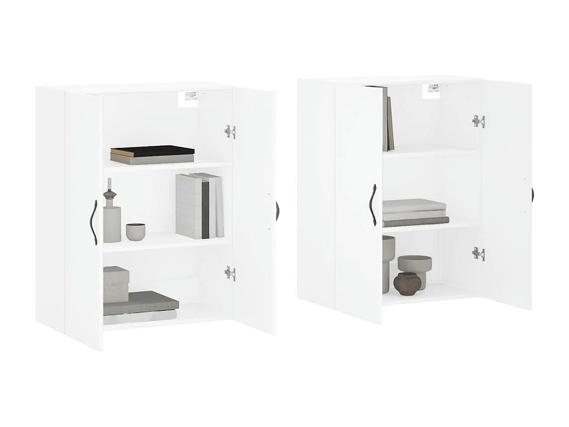 Armoires murales 2 pcs blanc bois d'ingénierie