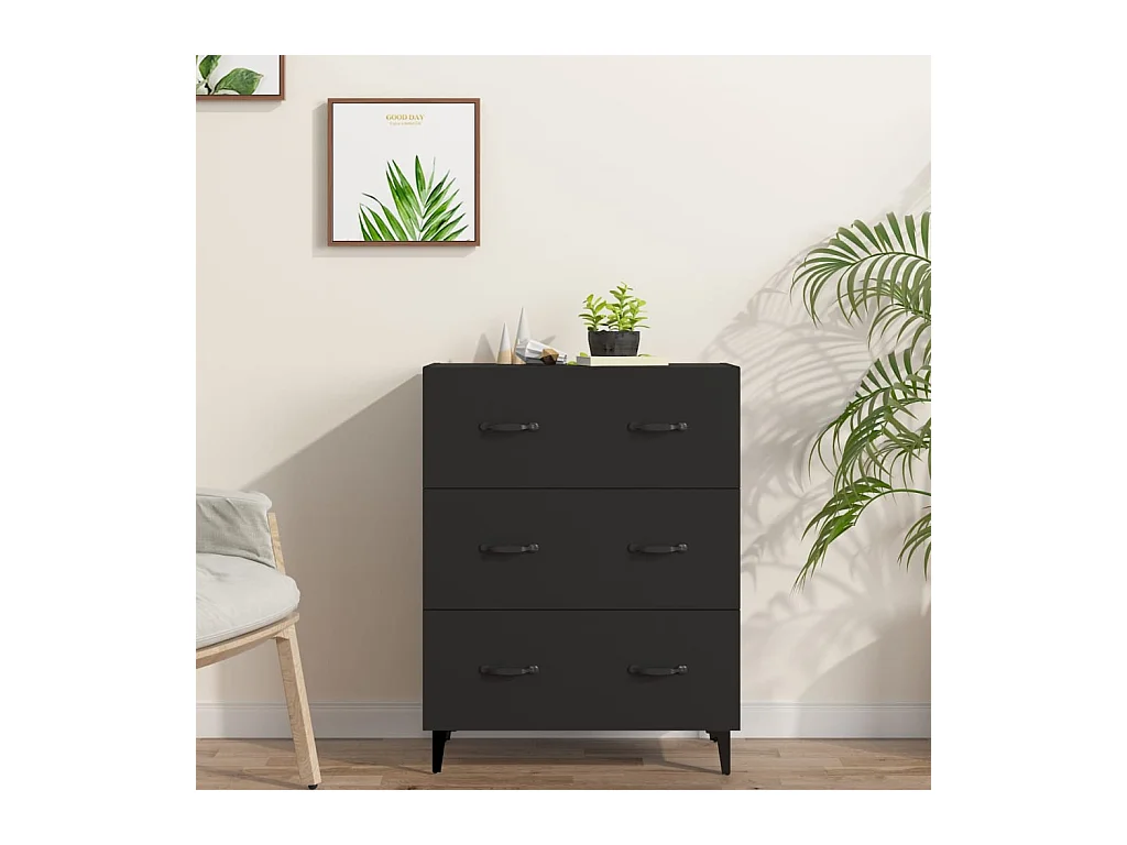 Credenza nera 69,5x34x90 cm in legno ingegnerizzato