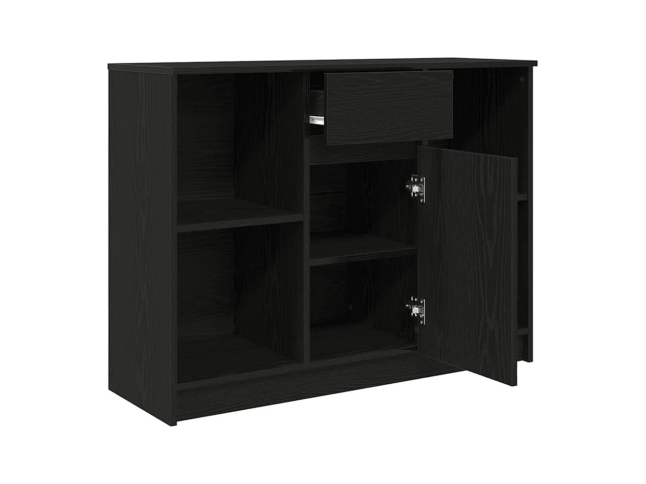 Buffet avec tiroir chêne noir 101x35x76 cm bois d'ingénierie