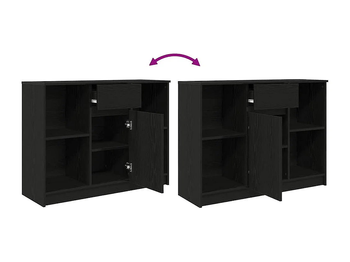 Buffet avec tiroir chêne noir 101x35x76 cm bois d'ingénierie