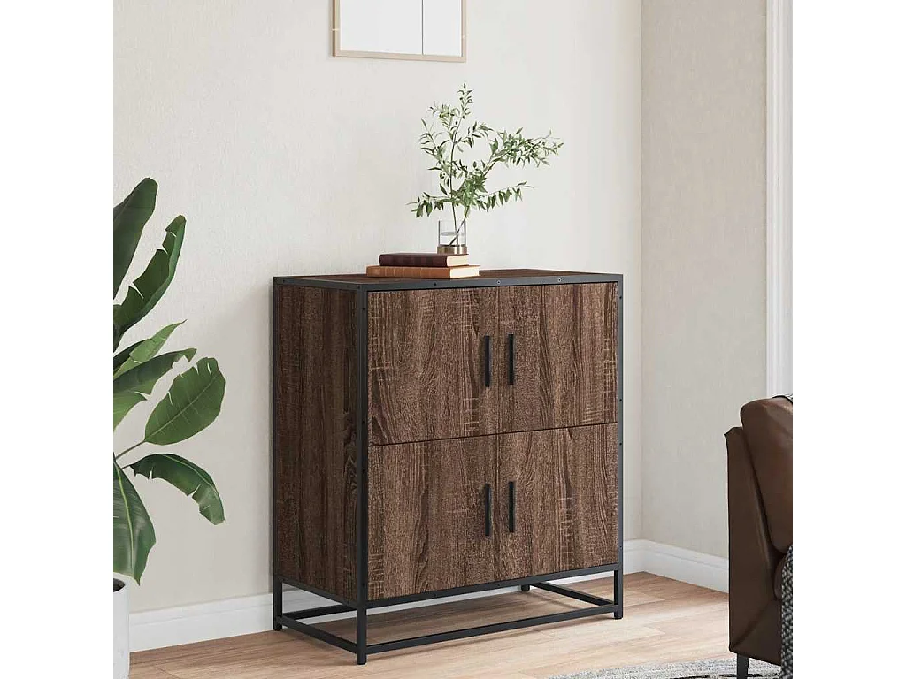 Aparador de roble marrón 68x35x76 cm madera de ingeniería