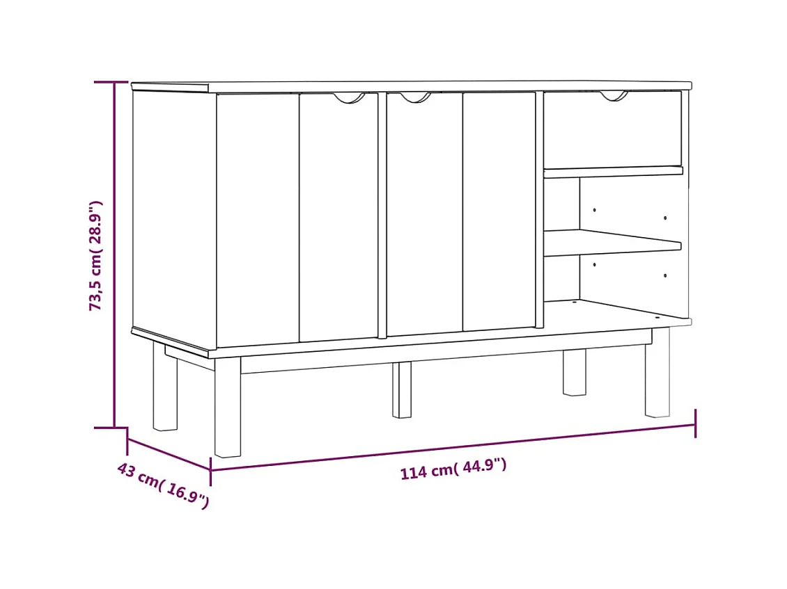 Buffet 114x43x73,5 cm Bois massif de pin
