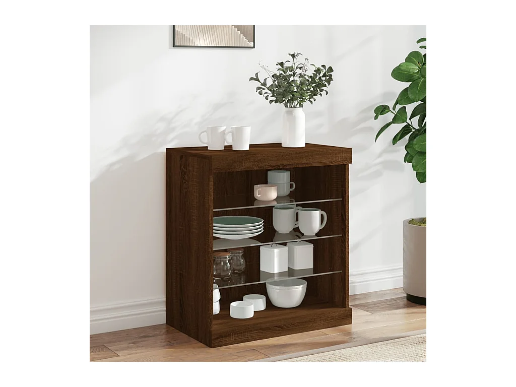 Buffet avec lumières LED chêne marron 60,5x37x67 cm