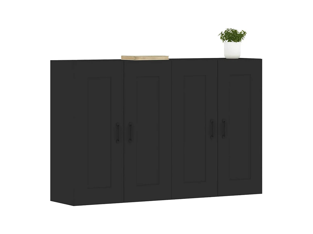 Armoires murales 2 pcs noir bois d'ingénierie