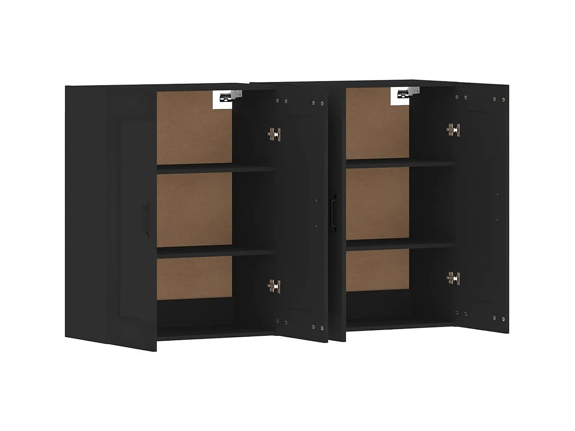 Armoires murales 2 pcs noir bois d'ingénierie