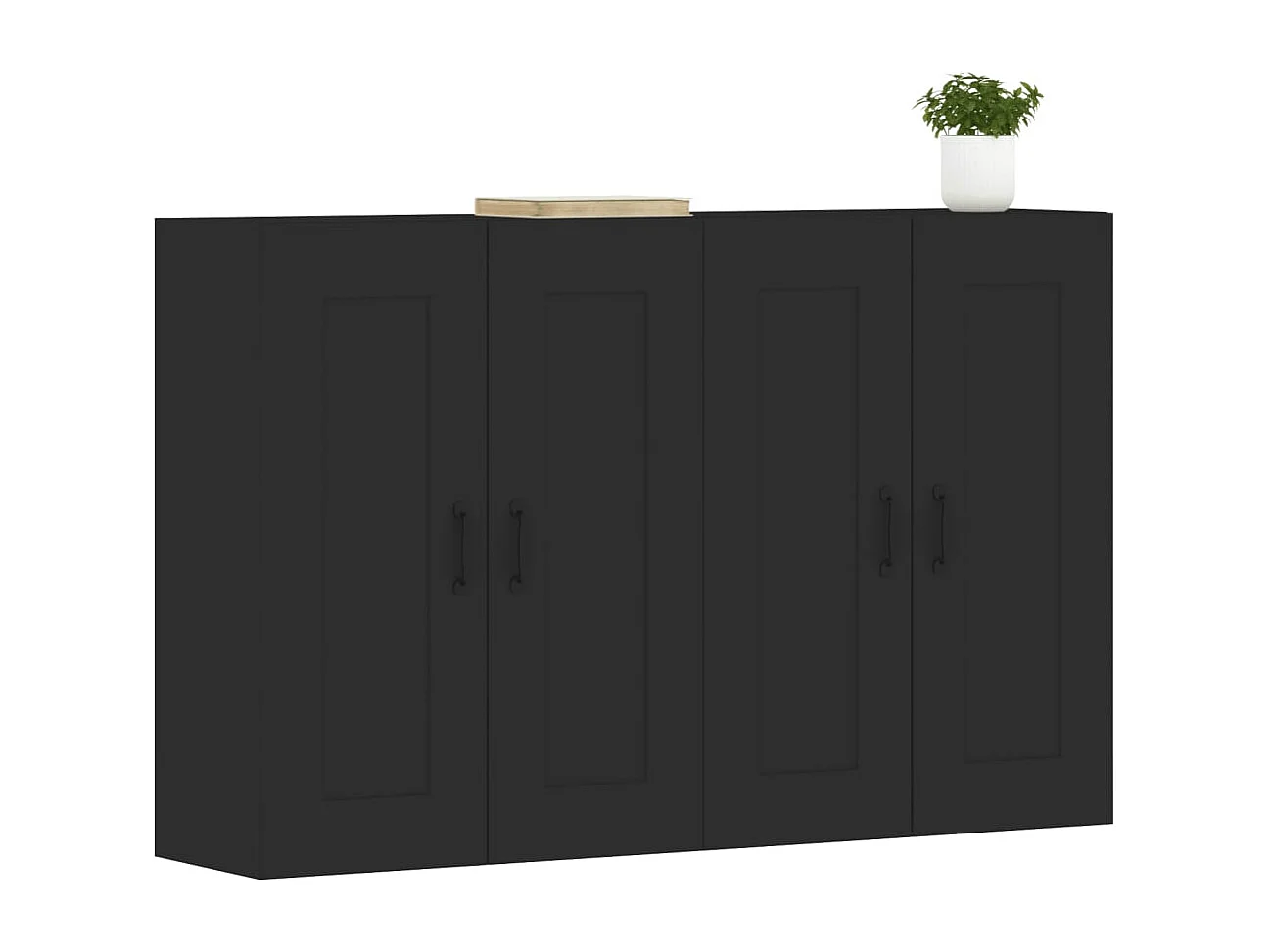 Armoires murales 2 pcs noir bois d'ingénierie