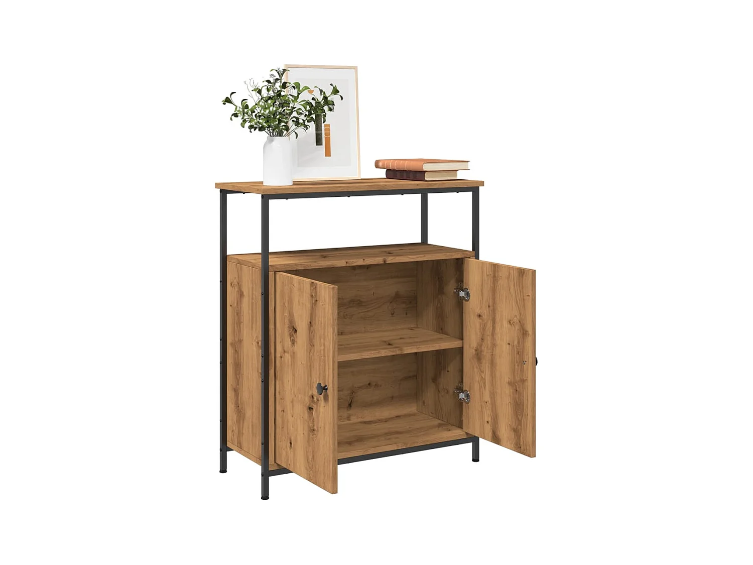 Buffet chêne artisanal 70x30x80 cm bois d'ingénierie