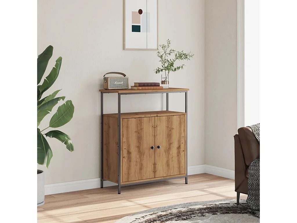 Buffet chêne artisanal 70x30x80 cm bois d'ingénierie