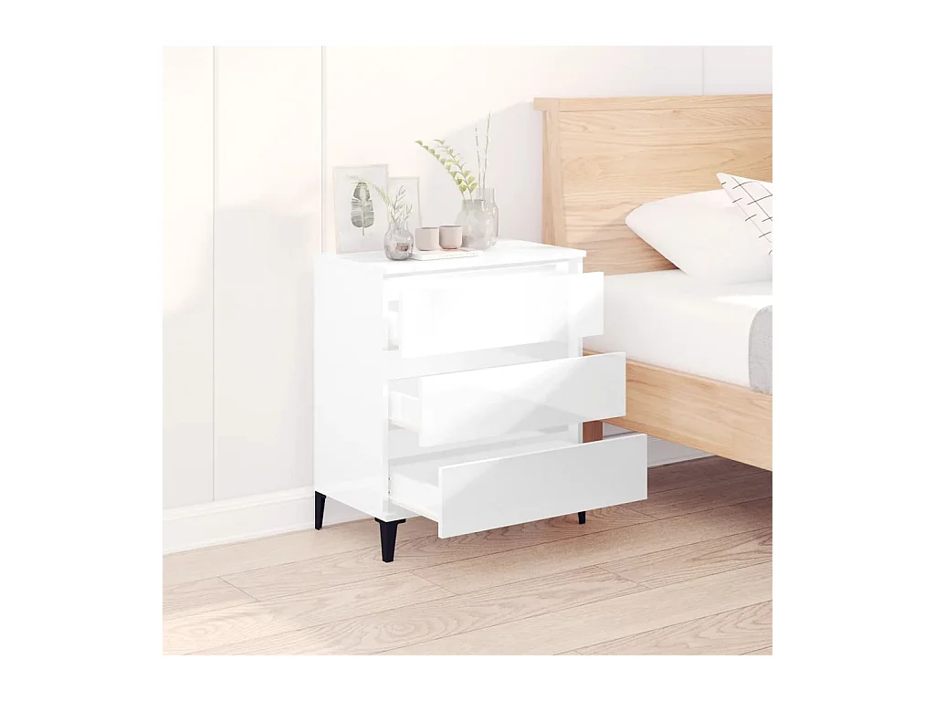 Credenza Bianco lucido 60x35x70 cm Legno composito