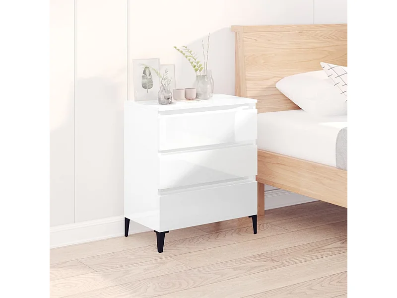 Credenza Bianco lucido 60x35x70 cm Legno composito