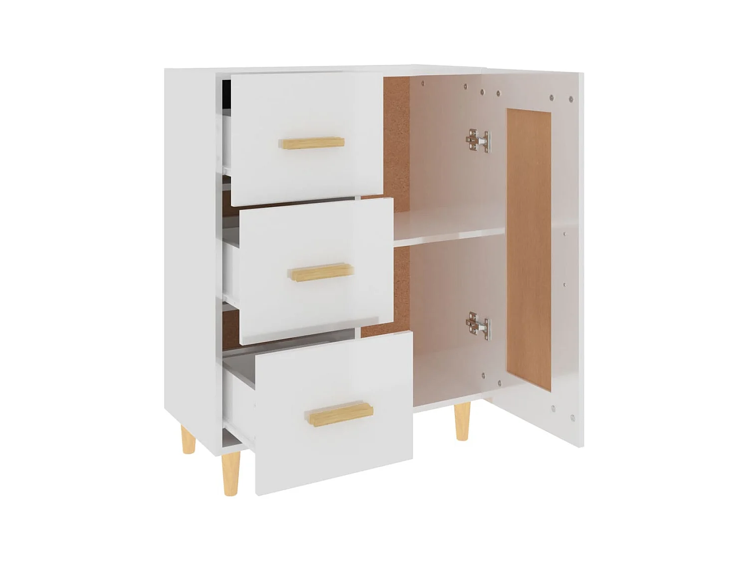 Buffet Blanc brillant 69,5x34x90 cm Bois d'ingénierie