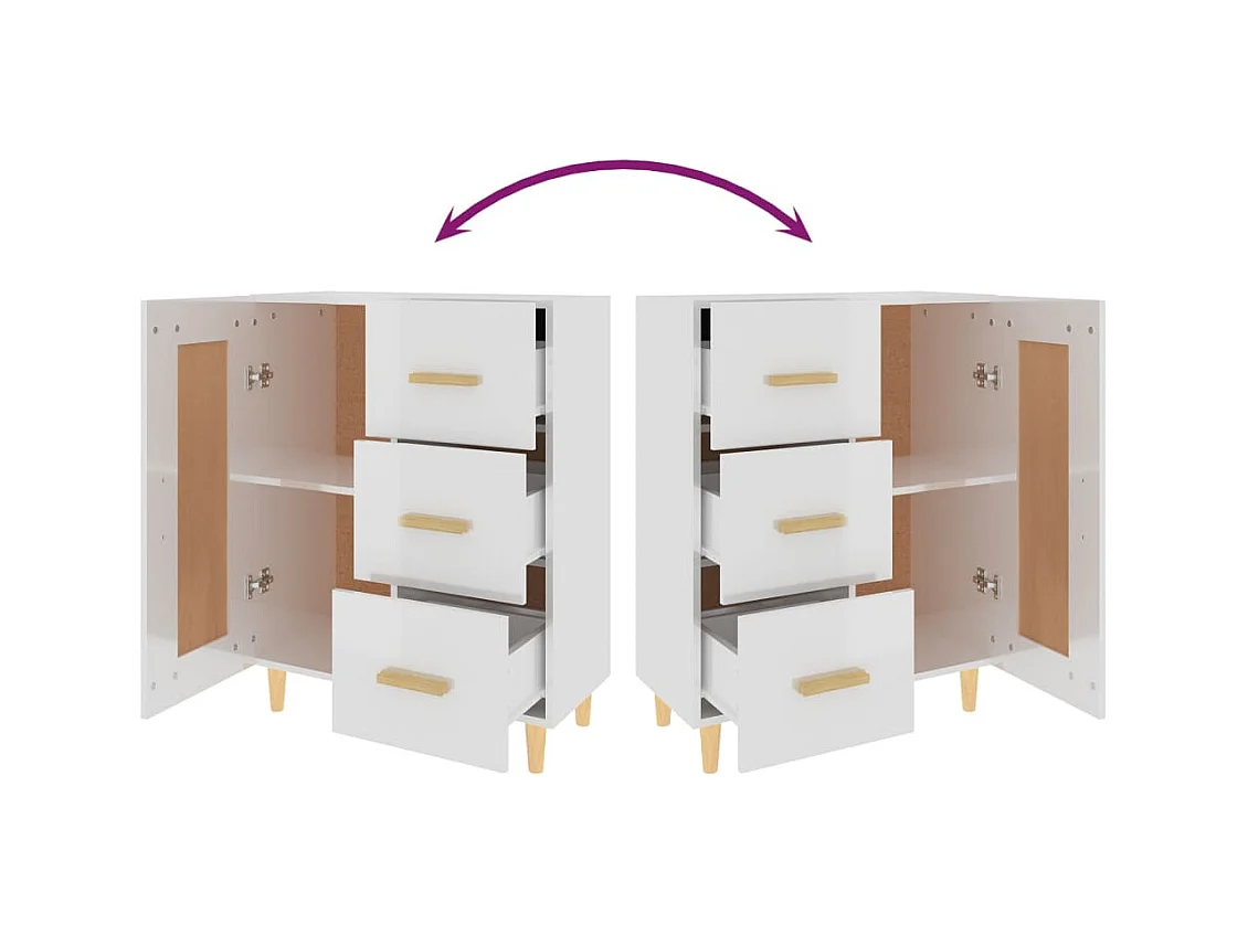 Buffet Blanc brillant 69,5x34x90 cm Bois d'ingénierie