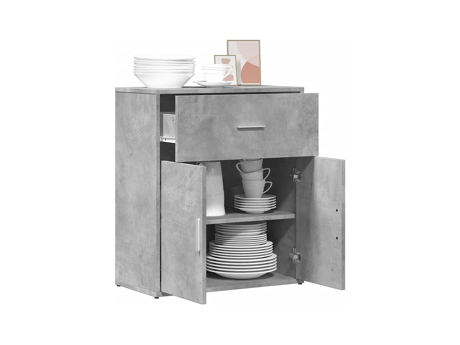 Buffet gris béton 60x31x70 cm bois d'ingénierie