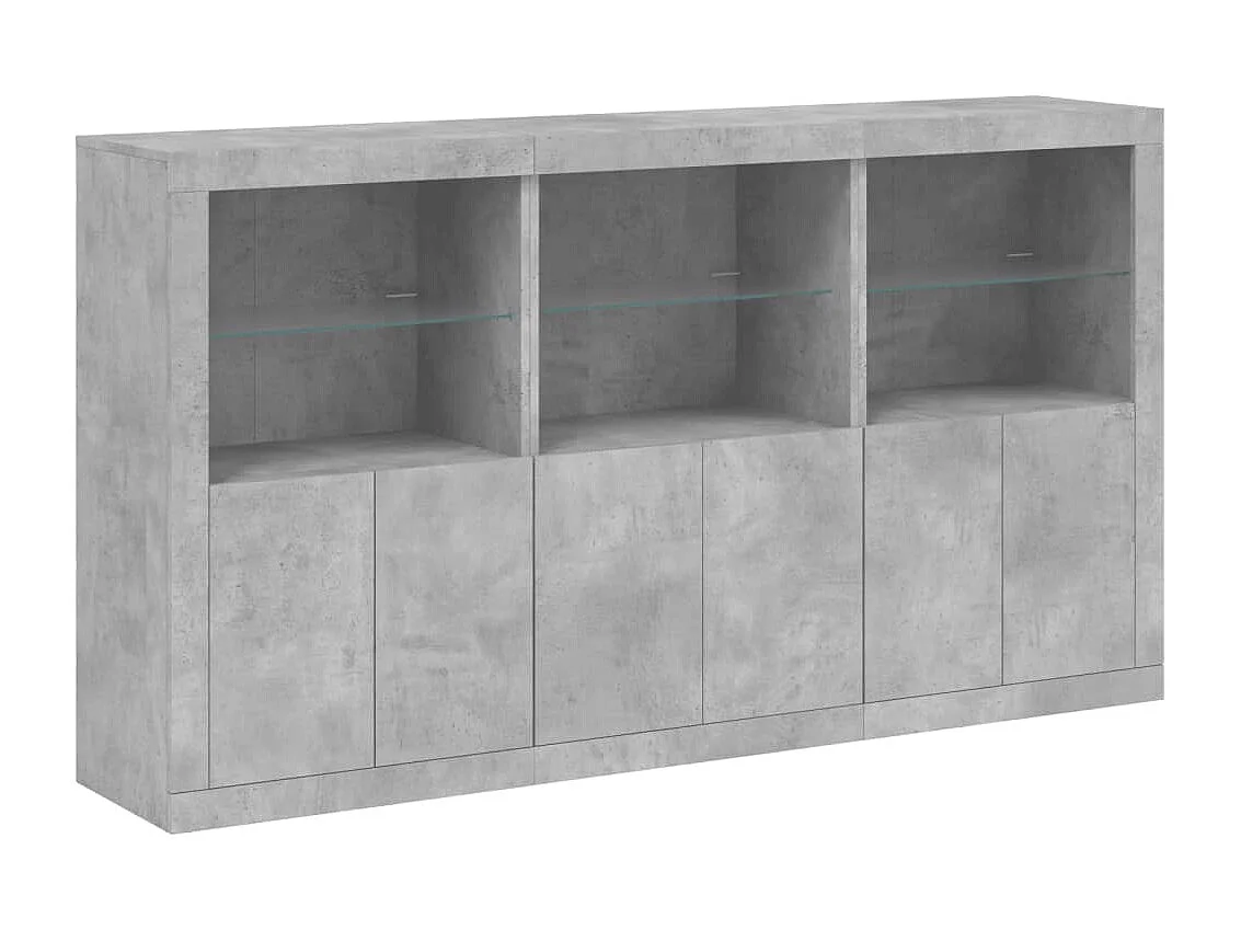 Buffet avec lumières LED gris béton 181,5x37x100 cm