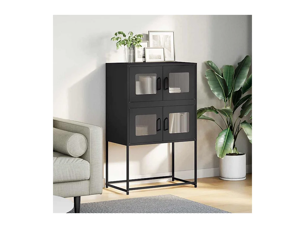 Buffet haut noir 68x39x107 cm acier