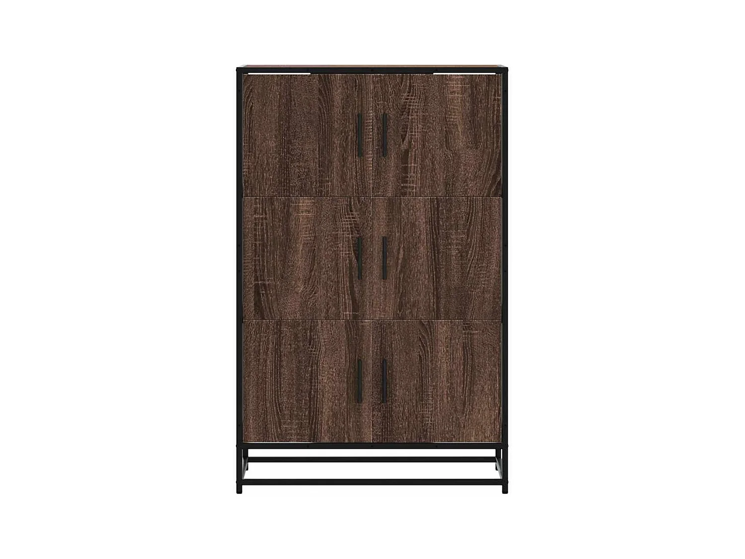 Buffet haut chêne marron 68x35x106,5 cm bois ingénierie métal