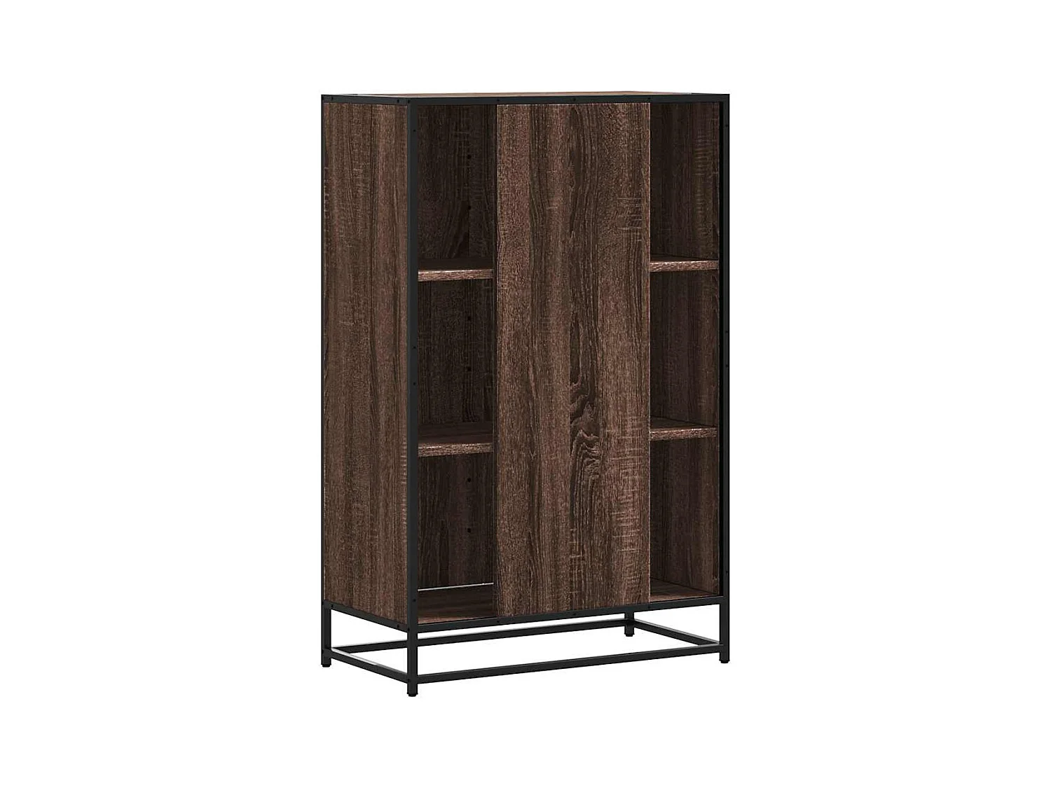 Buffet haut chêne marron 68x35x106,5 cm bois ingénierie métal