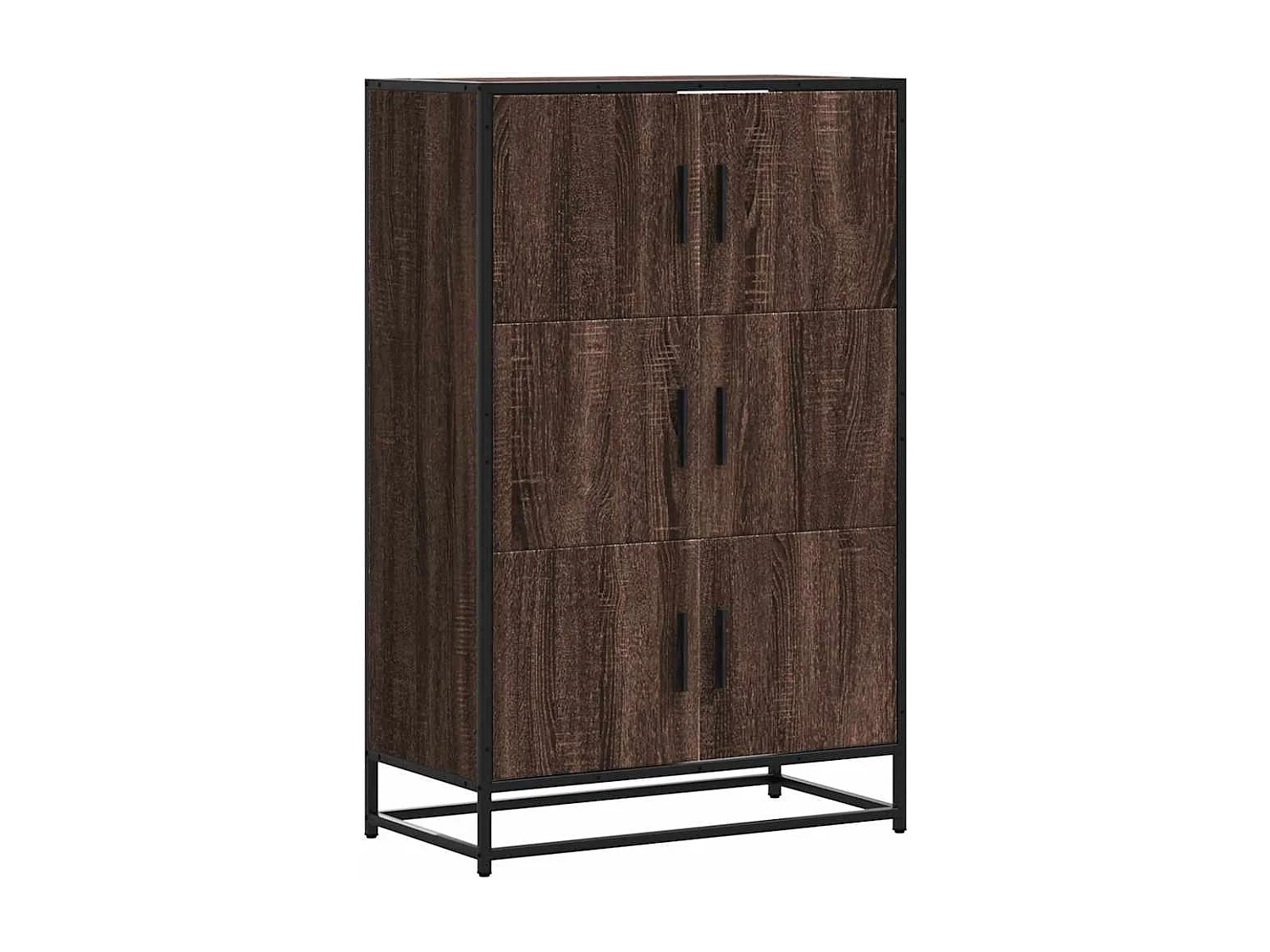 Buffet haut chêne marron 68x35x106,5 cm bois ingénierie métal