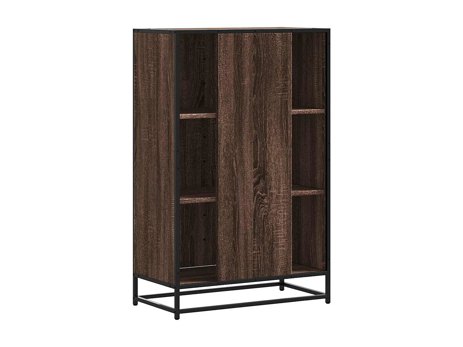 Buffet haut chêne marron 68x35x106,5 cm bois ingénierie métal
