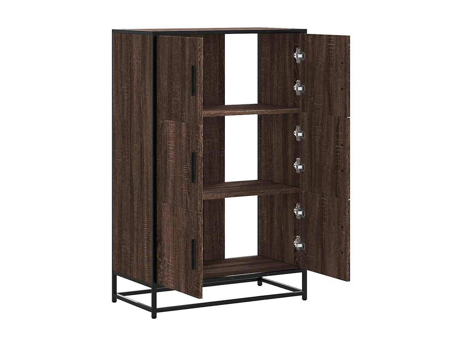 Buffet haut chêne marron 68x35x106,5 cm bois ingénierie métal