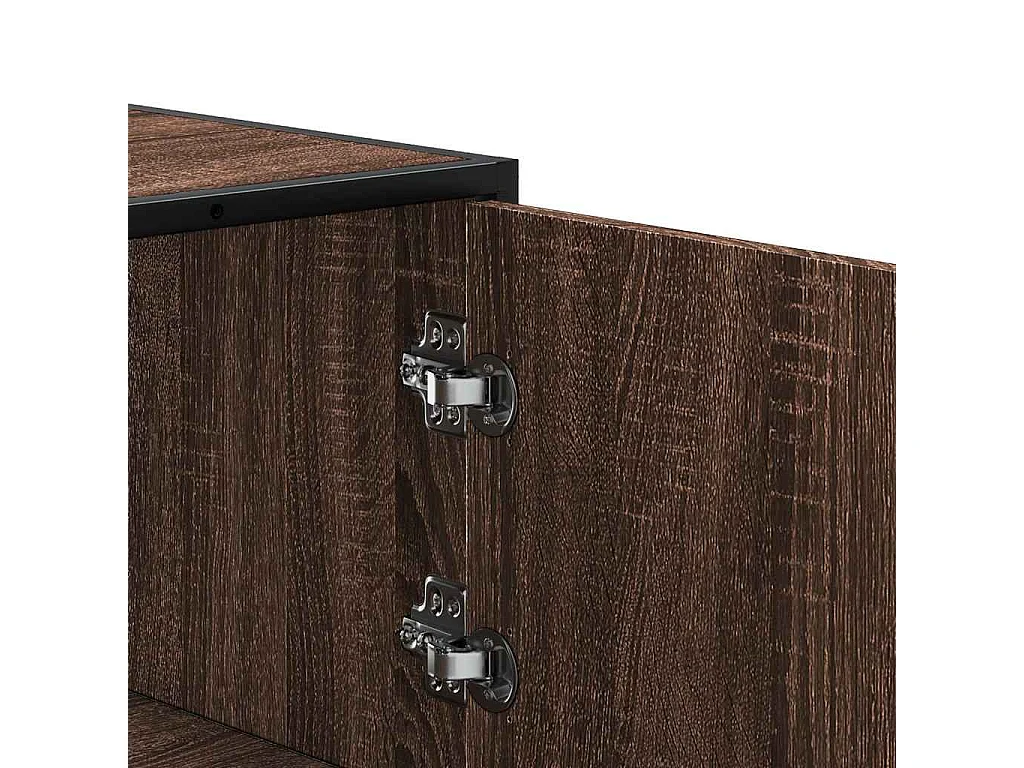 Buffet haut chêne marron 68x35x106,5 cm bois ingénierie métal
