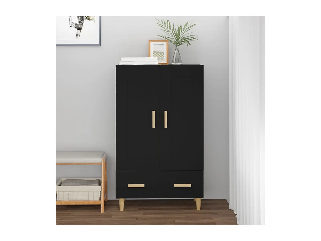 Buffet haut noir 70x31x115 cm bois d'ingénierie