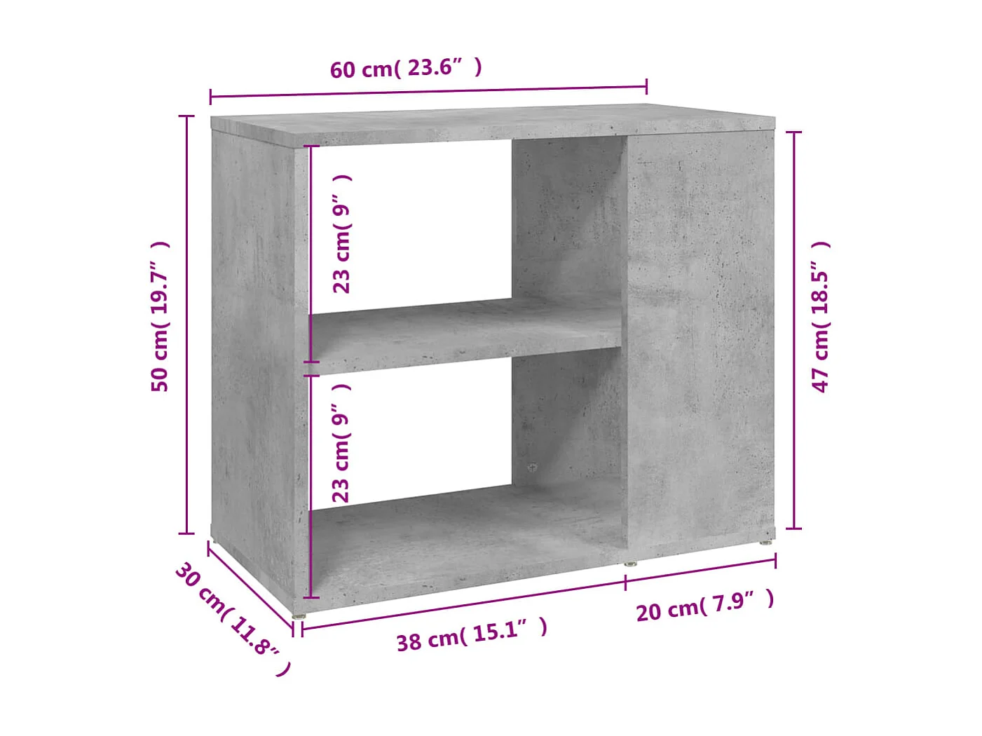 Armoire latérale Gris béton 60x30x50 cm Aggloméré