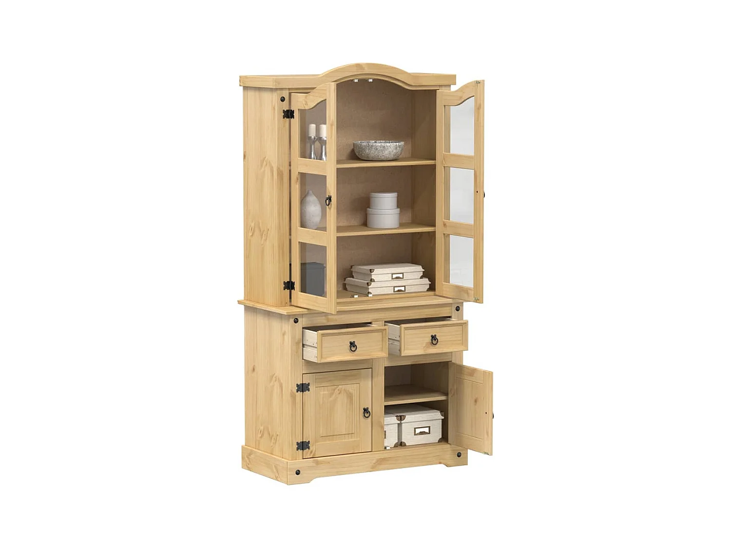 Vitrine en verre Corona 100x48,5x179 cm bois massif de pin